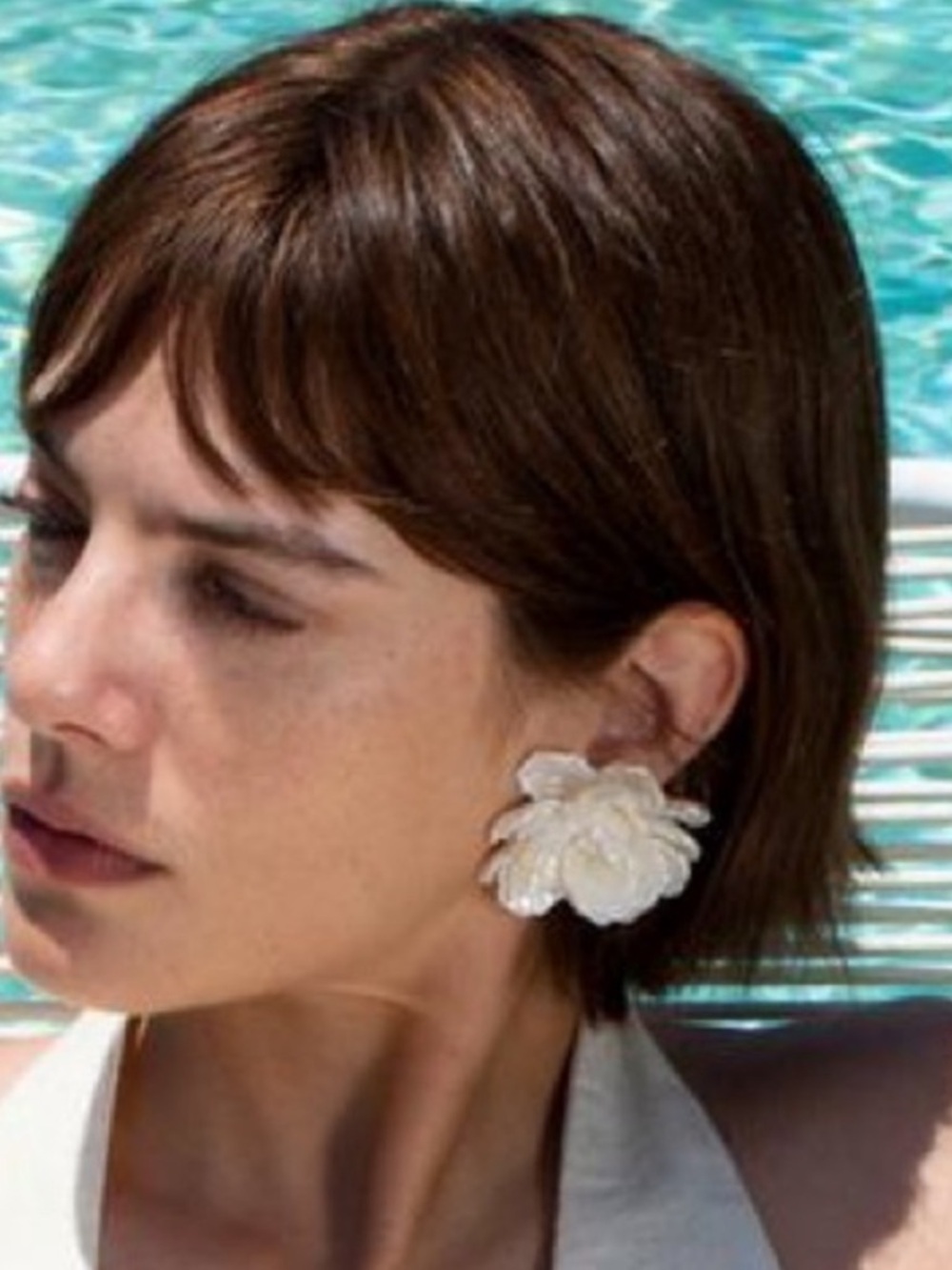 Zara Floral Statement Earrings in White